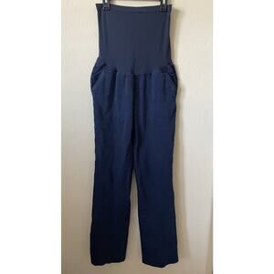 Indigo Blue Dark Blue Over The Belly Panel Straight Leg Maternity Pants Size M